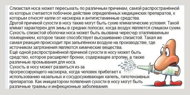 В носі печіння і сухість: причини і лікування